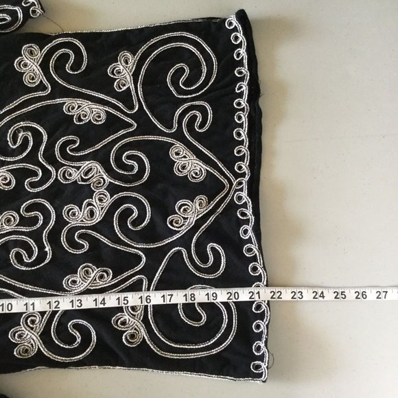 Objects D'Art Blouse Women Small Black White Embroidered Short Sleeve Swirl - Picture 2 of 5